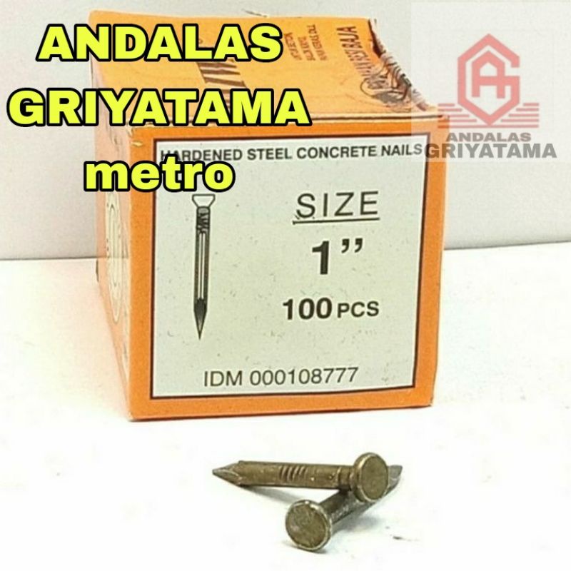 Paku Beton DAIWA ( DAIKEN)1" (2,5cm) ISI 100 PCS PAKU BETON kuning,tebal dan kuat,