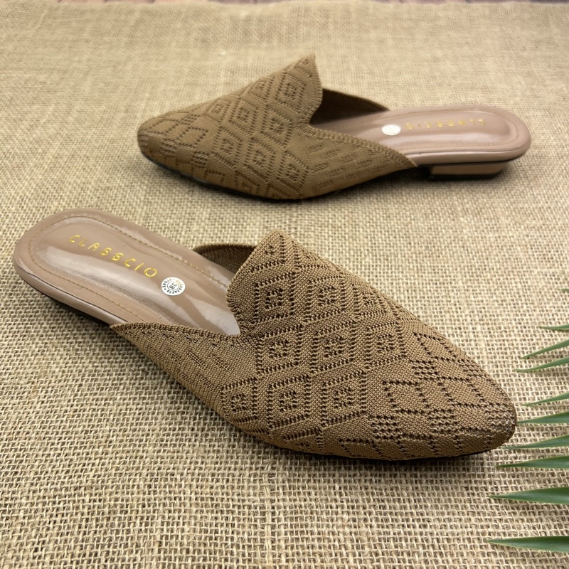 MARASYAFFA - SANDAL HAK TAHU WANITA RAJUT IMPORT 1,5 CM ((SF 12)