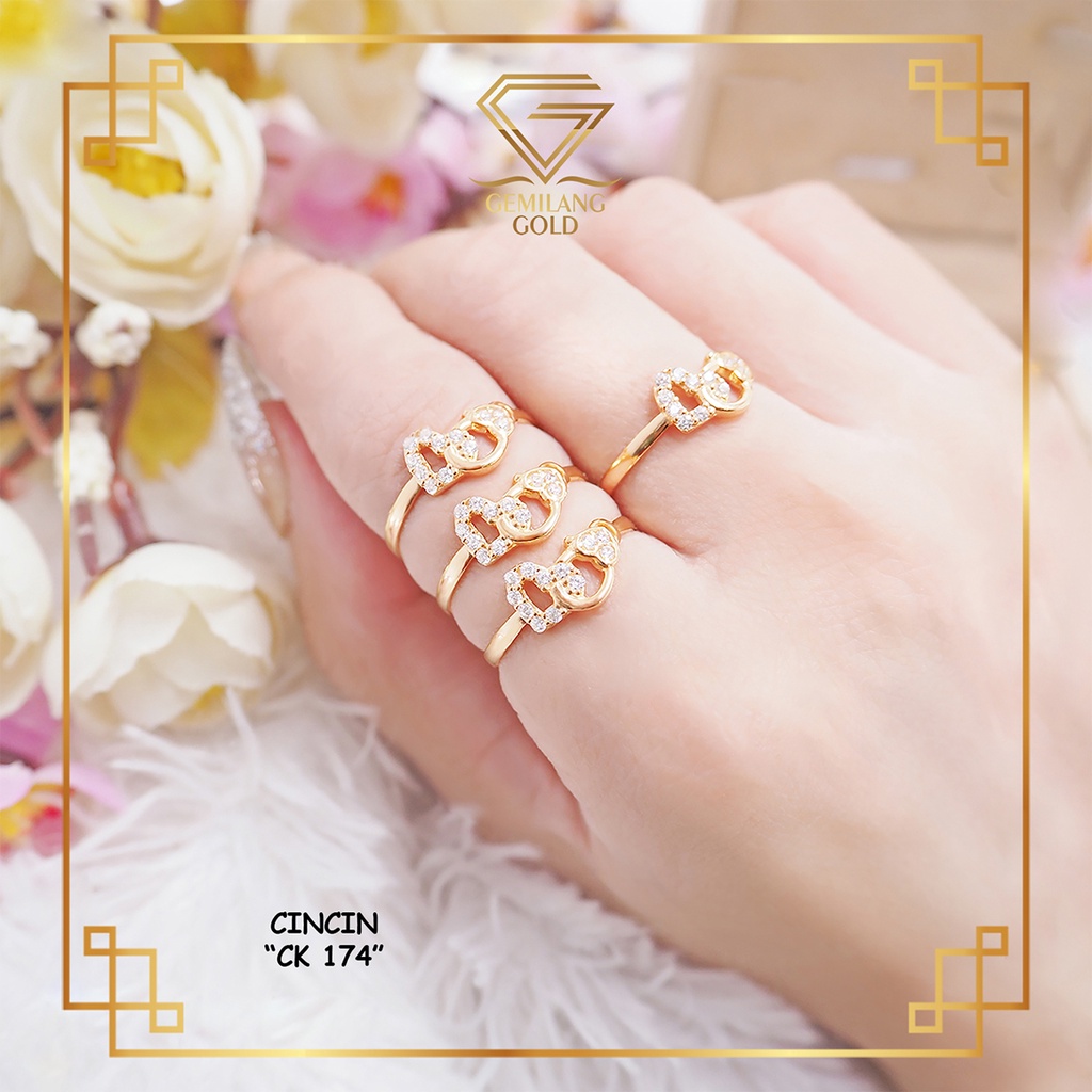 CINCIN EMAS KADAR 300 (6K) & 375 (8K) MODEL LOVE GEMBOK KUNCI & PENITI RING CINCIN EMAS WANITA LOVE 