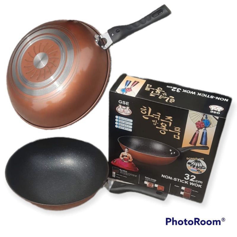 wok pan GSE wajan teflon marble anti lengket 32cm