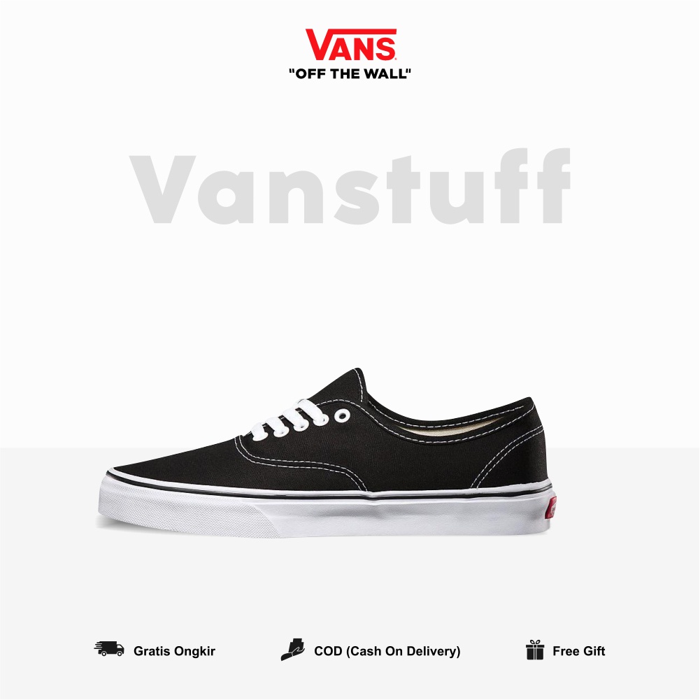 Vans Authentic Black White Original 100 % BNIB Global Market Waffle EVB Hitam Tali Putih Couple Pria Wanita Item
