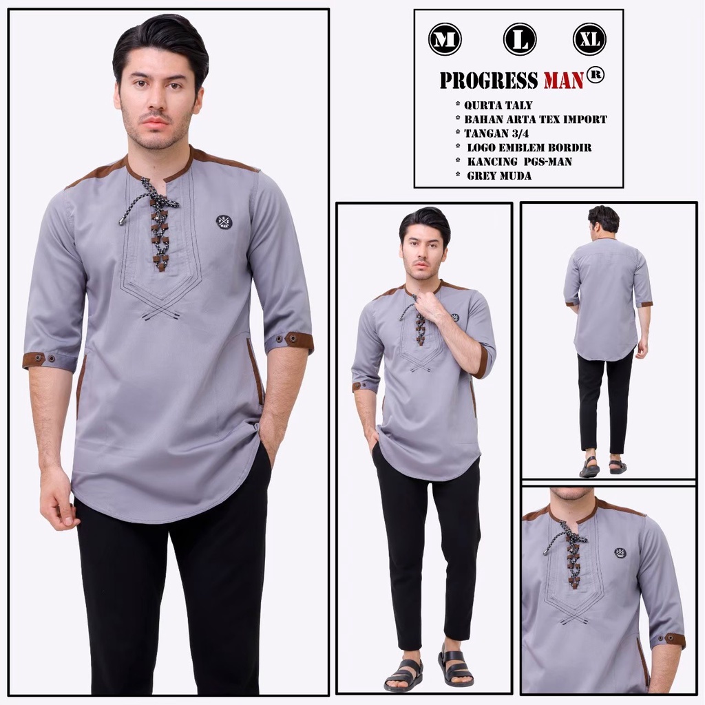 Baju Koko Pria Zipper Tali /  Koko Qurta Pakistan / Koko Progress man Terbaru