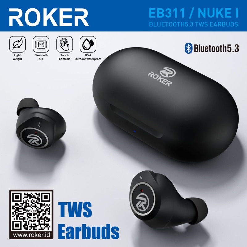 Earphone - Handsfree - Headset WIRELESS ORIGINAL ROKER TWS EARBUDS EB311 NUKE I / WONDER EB811 / EB2