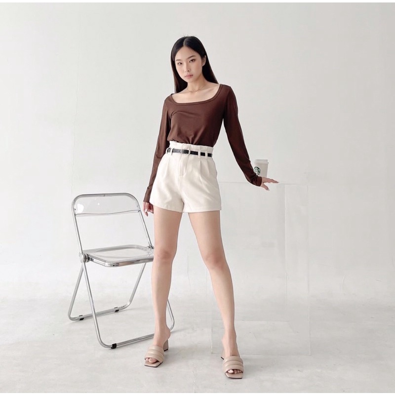 CORA BUTTON HIGH WAIST SHORTS PANTS KOREA - CELANA PENDEK WANITA SUPER COMFY - CELANA PENDEK SPORTY - CELANA PENDEK SANTAI S,M,L,XL - HADIAH / KADO ULTAH CEWEK