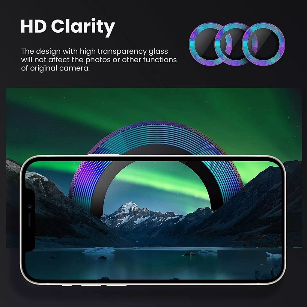 Ring Lensa Camera Rainbow Protector Iphone 11 12 13 14 Pro Max Mini Plus Tempered Glass Pelindung Kamera