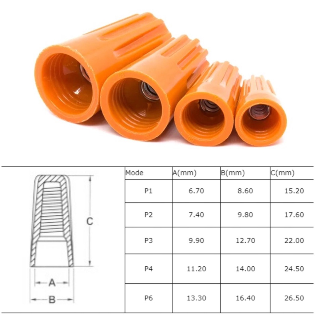 Lasdop Putar 1mm / 2mm / 3mm Wire Connector Crimping Cap Krimping Penyambung Kabel - Orange