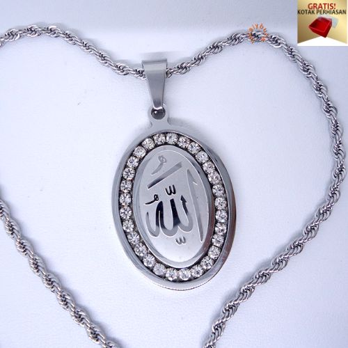 PROMO GRATIS Kotak Perhiasan - Kalung Titanium anti karat Kalung Wanita Aisyah muslimah - Lovelybutik