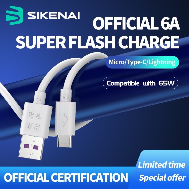 Data Kabel SIKENAI / SIKENAI Data Cable XCS-08 6A Micro USB - White Lightning XCS-08