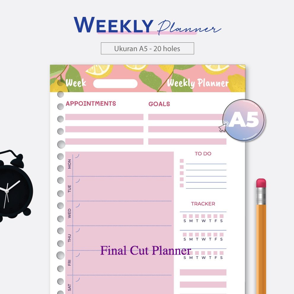 

Bukuqu A5 Loose leaf - L228 Weekly Planner Pink Kertas Binder .