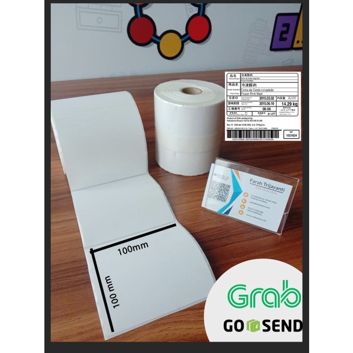 

LABEL BARCODE 100 X 100 mm KERTAS STICKER THERMAL TRANSFER 100x100 mm
