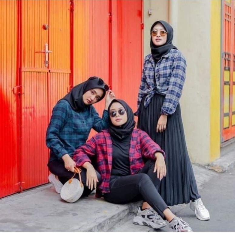 CYM.18Oc22ᵀ ◦ Kemeja Flanel Wanita Premium Lengan Panjang Kemeja Wanita Motif Kotak kotak Unisex Cas