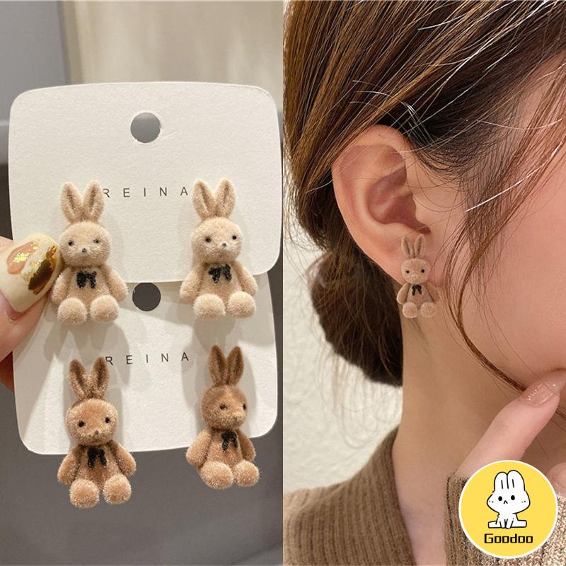 Anting Kelinci Berkelompok Kecil Sederhana Semua Pertandingan Anting Musim Gugur Musim Dingin Wanita -Doo