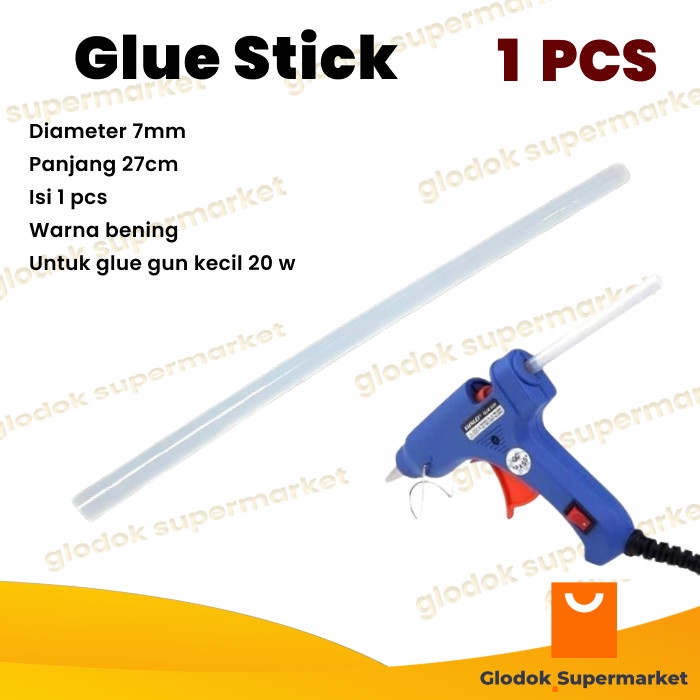 Glue Stick Kecil 1pcs Isi Lem Bakar Tembak Refill diameter 7mm Panjang 27cm