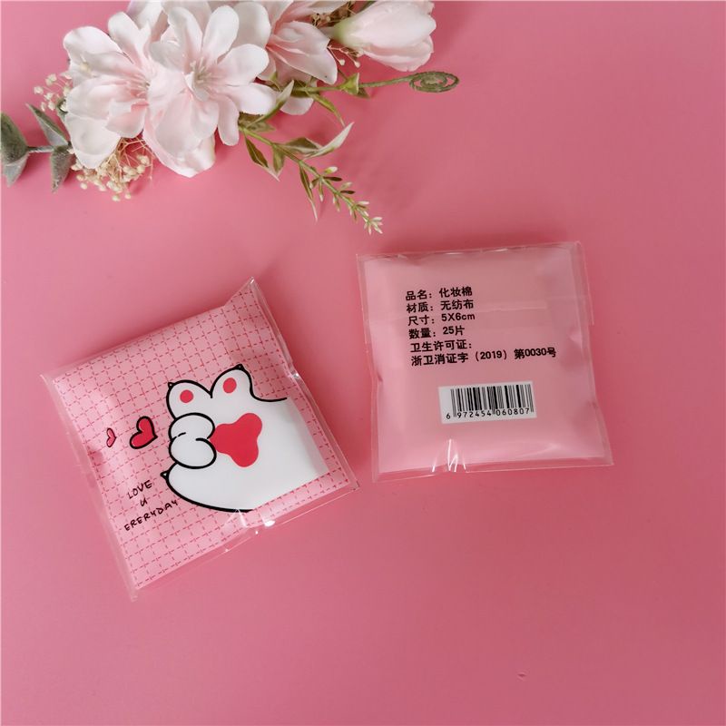 Kanzo - Kapas Toner Facial Cotton Pads Isi 25Pcs / Kapas Tipis Make Up Motif Karakter / Kapas Toner Pembersih Wajah