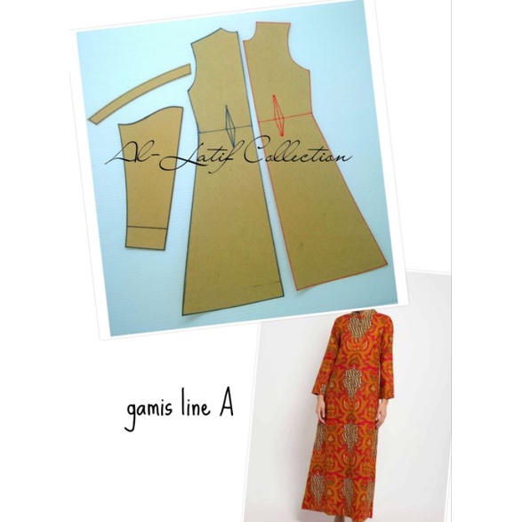 pola instan / pola jiplak GAMIS LINE A