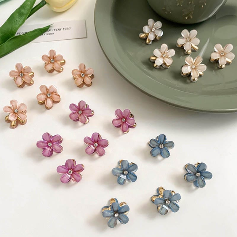 Jepit Rambut Elegan Motif Bunga Daisy warna Pastel - Jepit Poni Ornamen Mini Hair Claw Clips