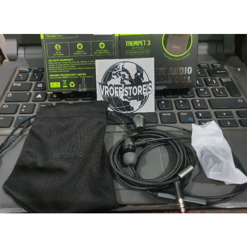 HEADSET NEW ORAIMO TRUMPET 3 OEP-E40 OEP E40 Inclined Ear HD Speaker Stereo Earphone Black ORIGINAL Garansi Resmi 1 Tahun