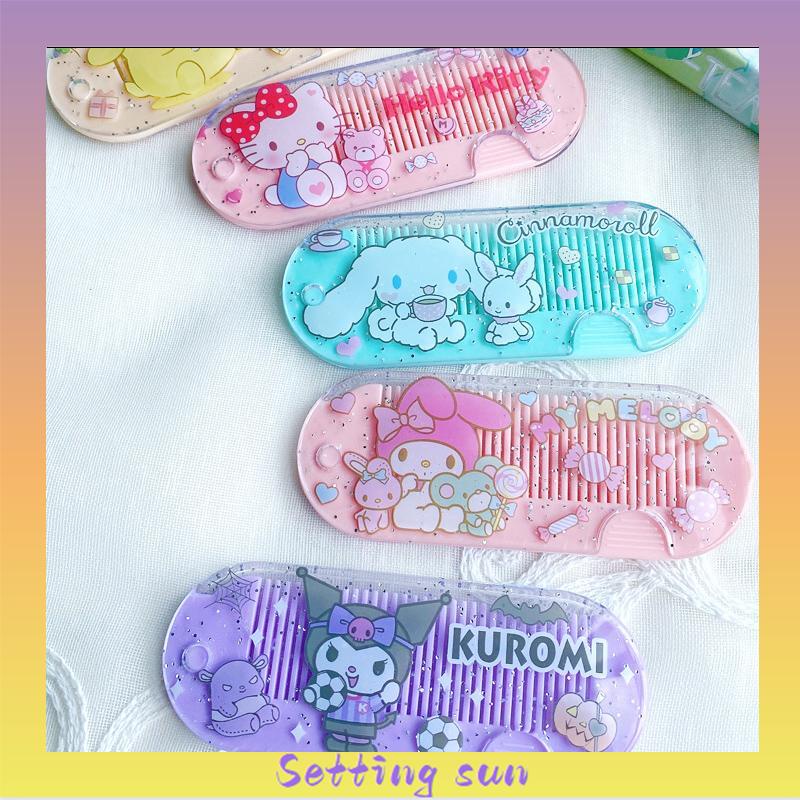 Sisir Kecil Plastik  Kartun Lucu Lipat Portabel Sisir Poni  Kuromi Melody Cinnamoroll Kitty TN