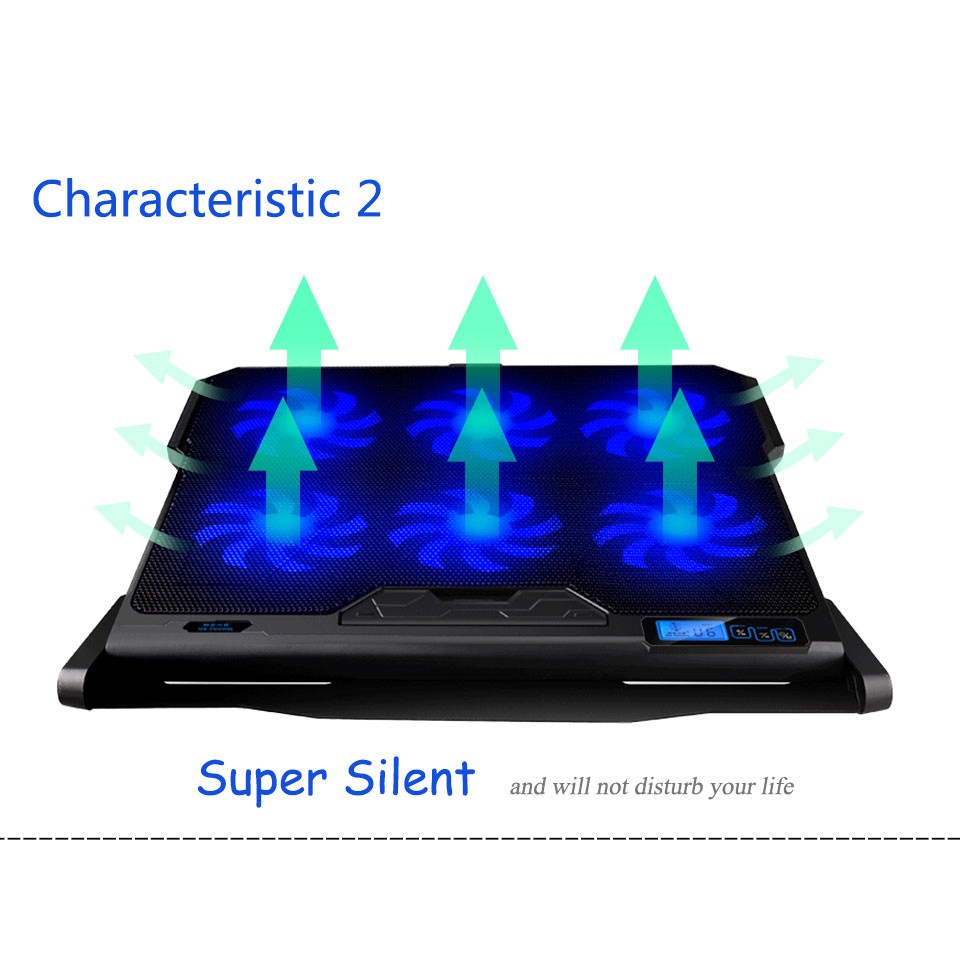 COOLING PAD LAPTOP KIPAS NOTEBOOK GAMING 6 KIPAS PLUS SPEED CONTROL ICE COOREL K6 6 FAN