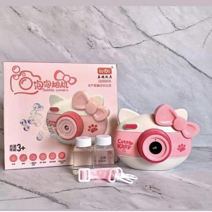 MAINAN ANAK BUBBLE CAMERA HELLO KITTY ELEKTRIK KAMERA GELEMBUNG BUSA SABUN BLOWER KARAKTER HELLO KIT