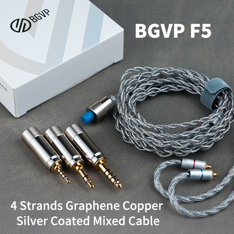 Bgvp F5 MMCX Kabel Upgrade 4 Strands 560 Core Monocrystalline Tembaga Lapis Silver 3 in 1 Untuk Melody DN3 DX5