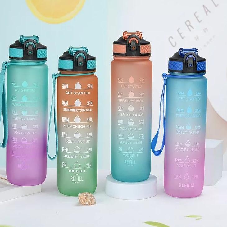 Terpercaya YGS -E101- Botol Minum 1 LITER PASTEL / Botol minum 1000ml / Drink Reminder BPA FREE