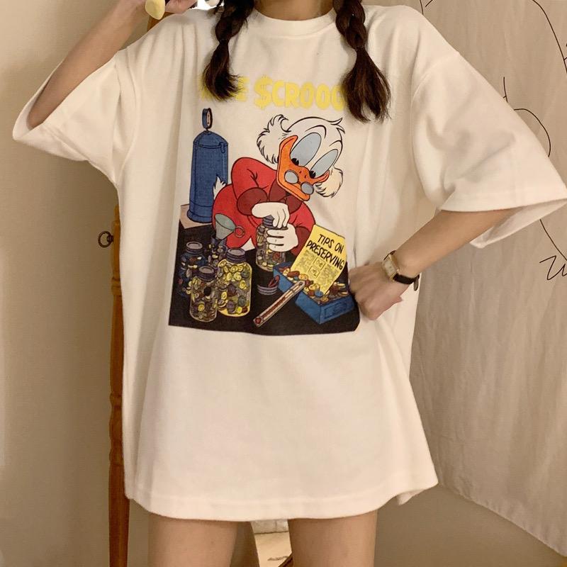 [littlecrab] Kaos Oversize Uncle $crooge Tips On Preserving Colorful T-shirt Unisex Couple Sablon Paman Bebek Sibuk Kerja Unik Lucu Berkualitas Korean Style