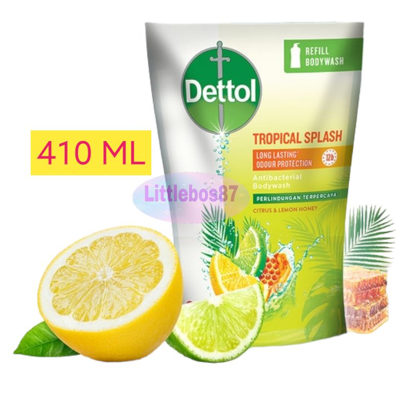 Dettol Tropical Splash 410ml Sabun Mandi Cair Anti Bakteri Pouch 410 gr