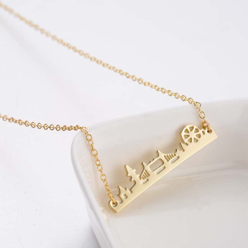 2022 Kalung Rantai Klavikula Desain Jembatan Roda Air Kecil Gaya Eropa Amerika Untuk Wanita