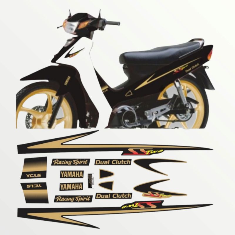Striping sticker motor yamaha fiz r ss two malaysia hitam gold tahan pernis printing cutting