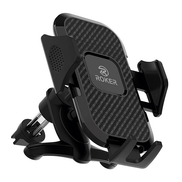 Holder Roker RHD003 Vehichle Mounted - Carbon fibre tekstur  - Type Clip Vent / Jepit AC Mobil  - Rotasi 360 derajat yang dapat disesuaikan