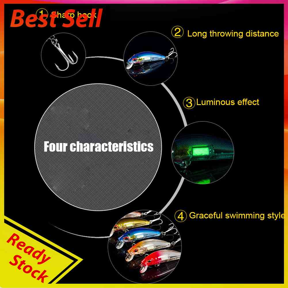 Luminous Fishing Bait 7cm 11g Artificial Crankbait Slow Sinking Sea Pesca Tackle