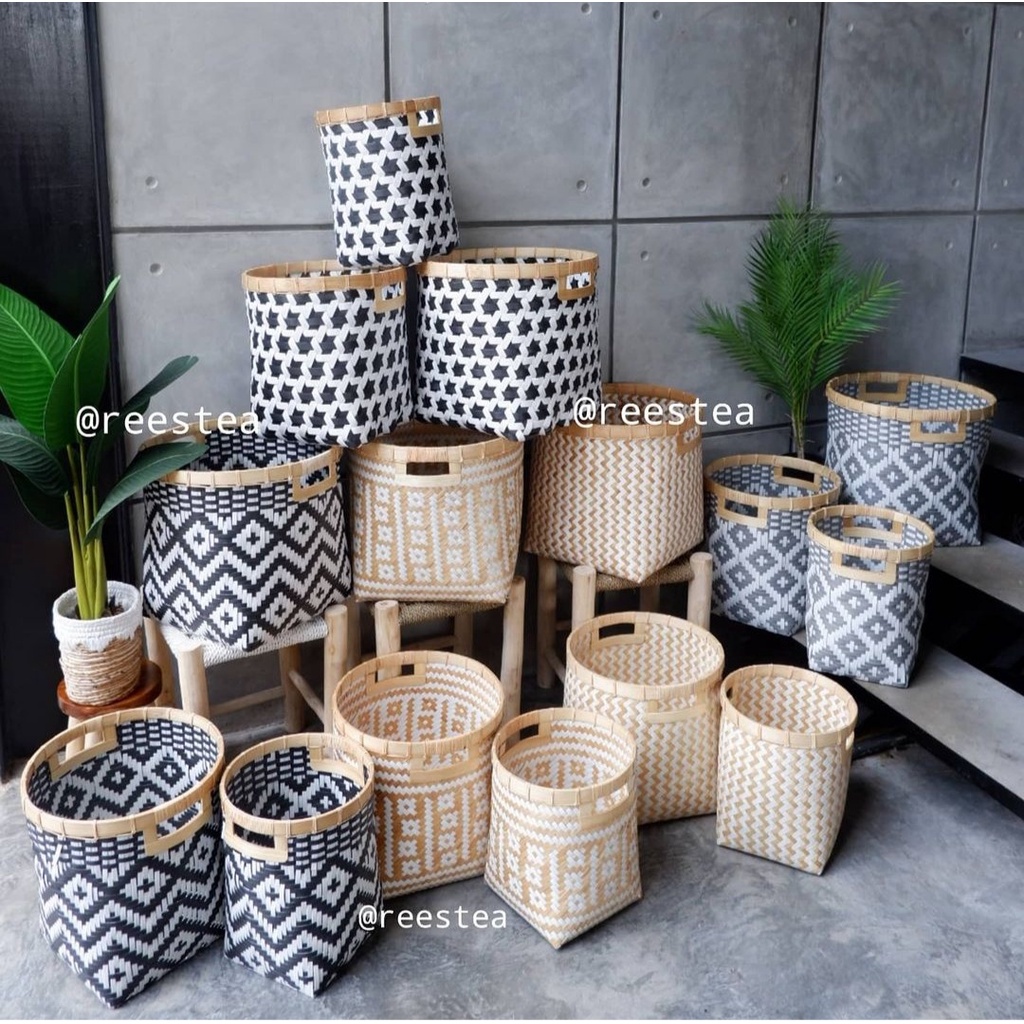Size M Keranjang Bambu kode B/cover pot/Keranjang anyam / keranjang bambu