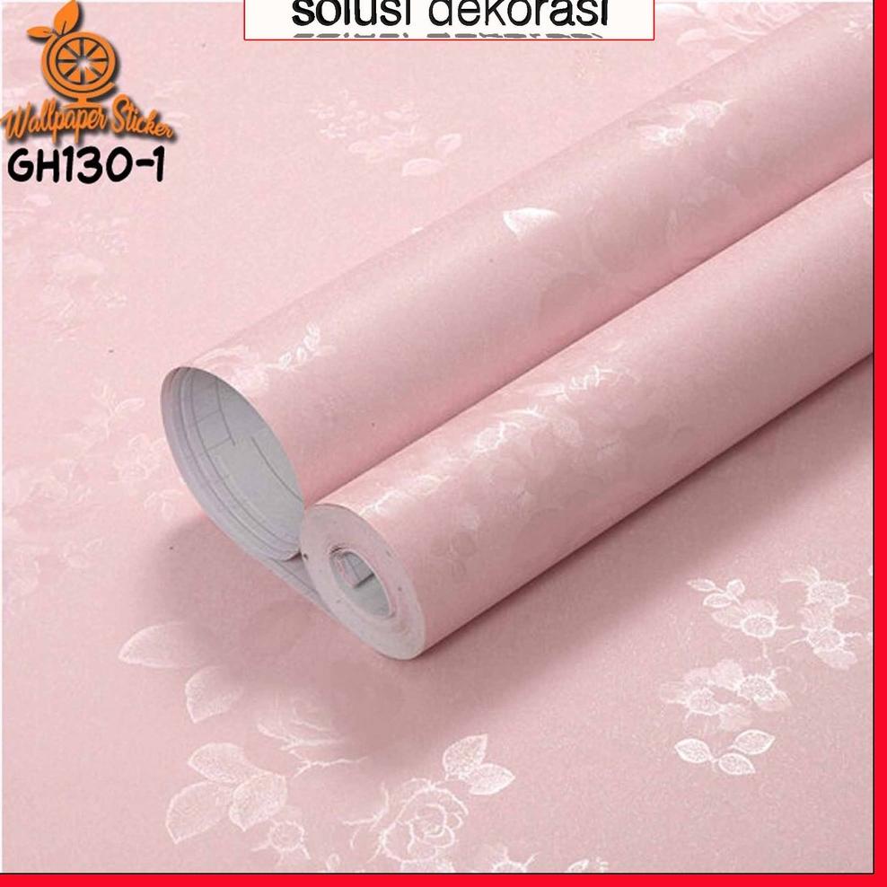 Wallpaper Dinding Ruang Tamu Motif Pink Rose Flowe | Wallpaper Stiker Dinding Kamar Tidur Murah | 5M