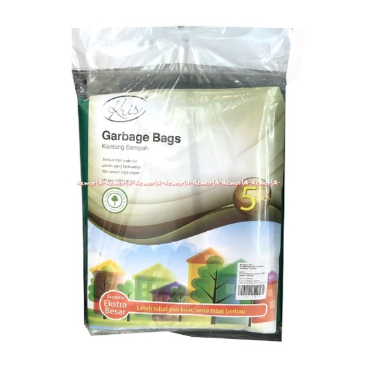 Kris Garbage Bags 100x120cm Kantong Sampah Extra Besar Jumbo 5pcs Pastik Sampah Ramah Lingkungan Go Green Krisbow Plastic Bag Green Warna Hijau Gabage