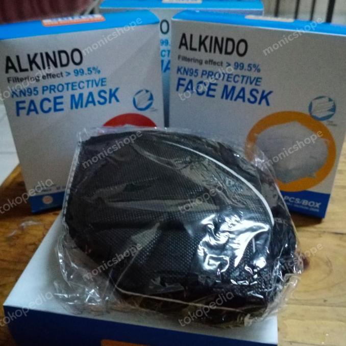 Masker KN 95 5ply hitam Alkindo orginal isi 10pcs 25-monicshope Kualitas Baik