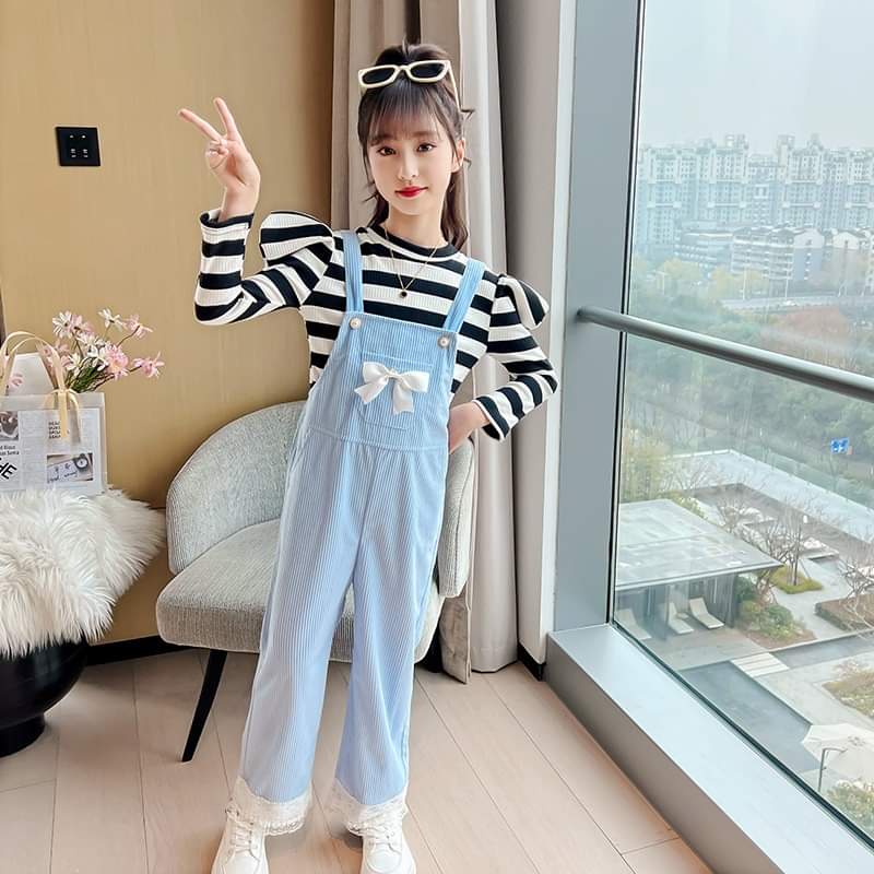 Setelan Overall Celana Panjang Anak Perempuan Renda Cute