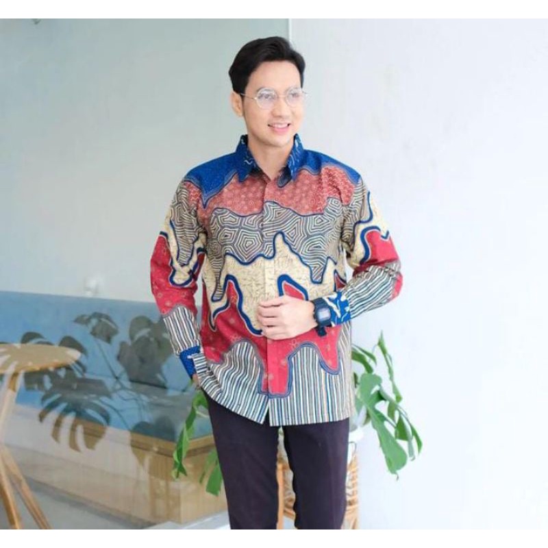 kemeja batik motif abstrak terbaru dengan lapisan full puring