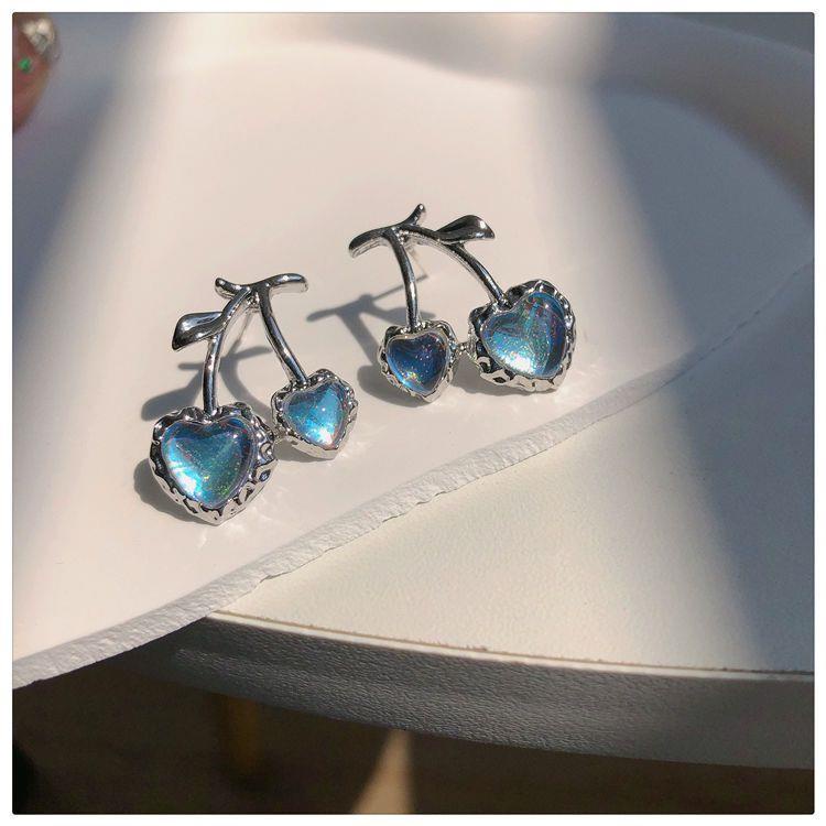 Korean Ins Fashionable Moonstone Cherry Earrings COCOJEWELRY