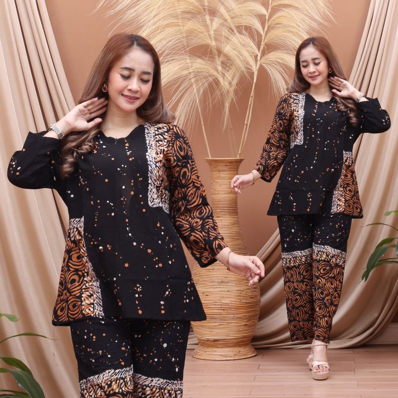 [TERLARIS]SETELAN BATIK~batik~Rayon abstrak malaman dan tidie ld 110~batik cewek