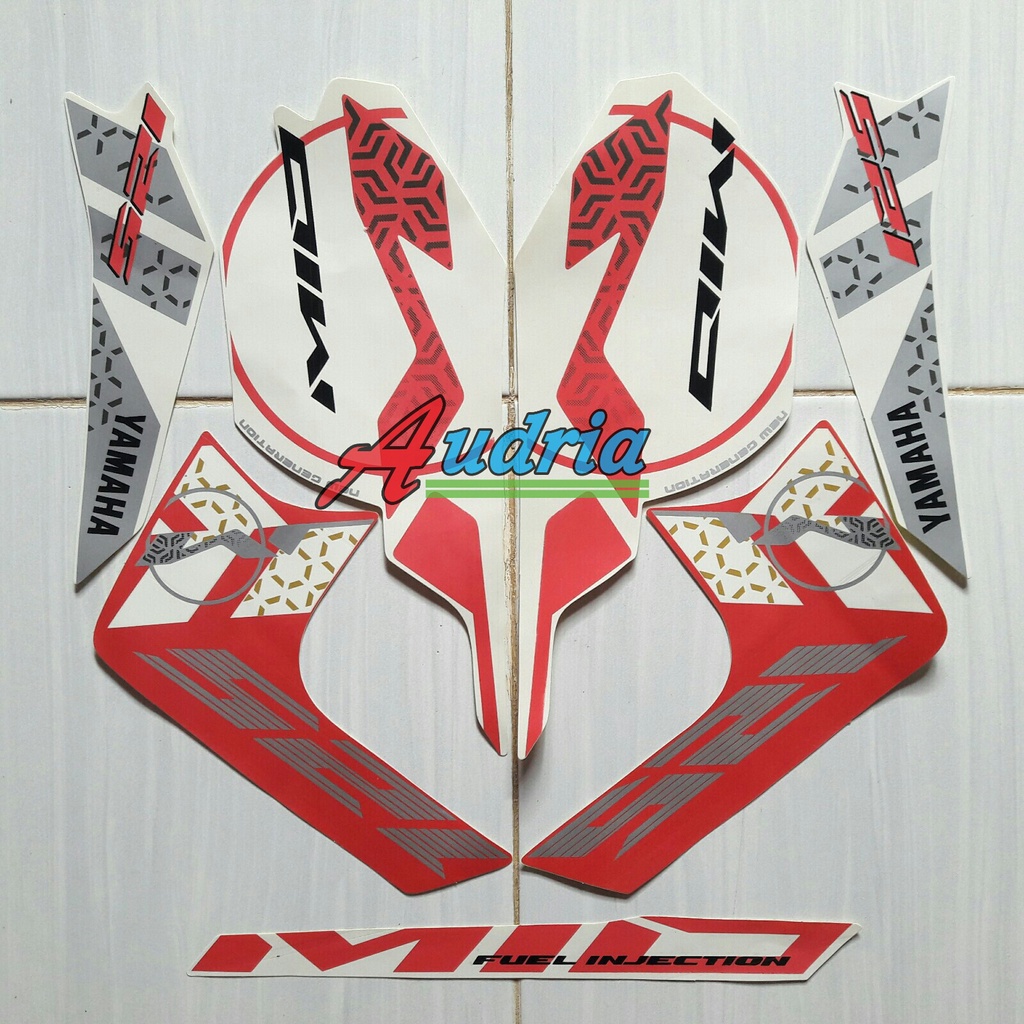Stiker Striping Motor Yamaha Mio M3 125 2015 Putih-Pink