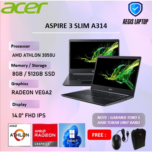 Jual Acer Aspire Ram Gb Ssd Amd Athlon Silver U Full Hd Ips