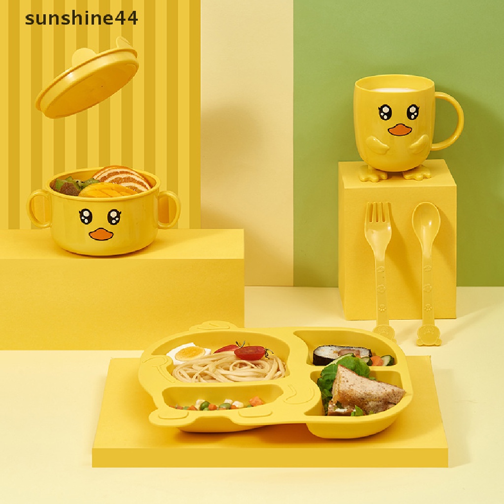 Sunshine set Piring + Gelas + Sendok + Garpu Bahan Plastik Untuk Anak Tk