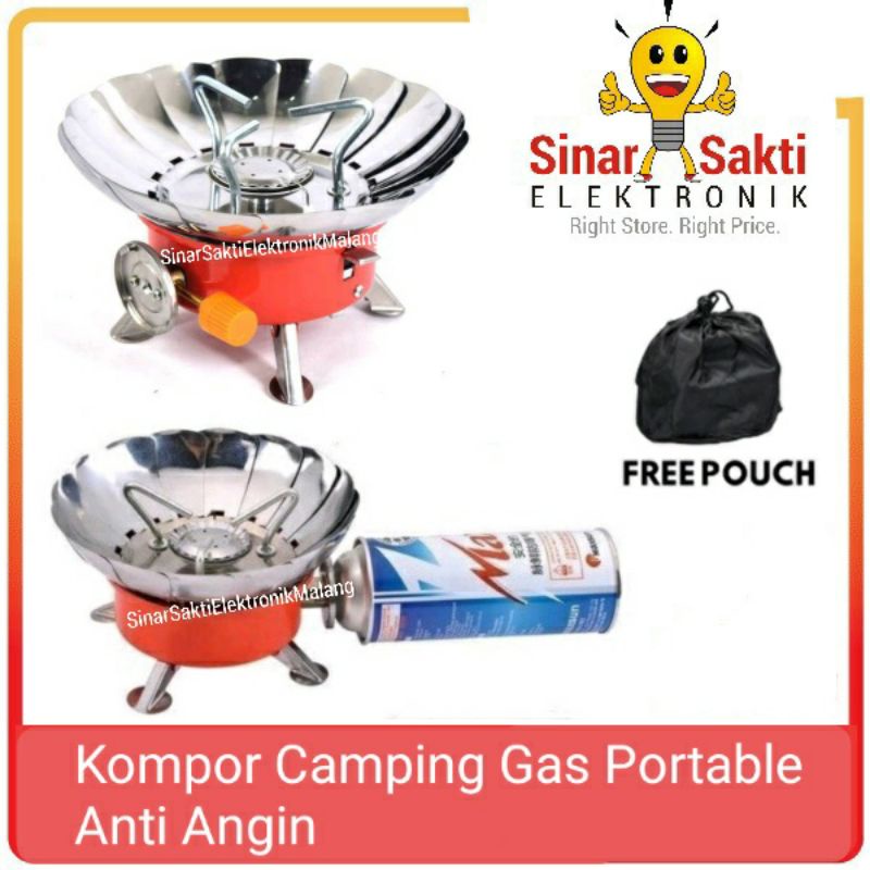 Kompor Camping Gas Portable Mini Anti Tahan Angin Windproof Kemah