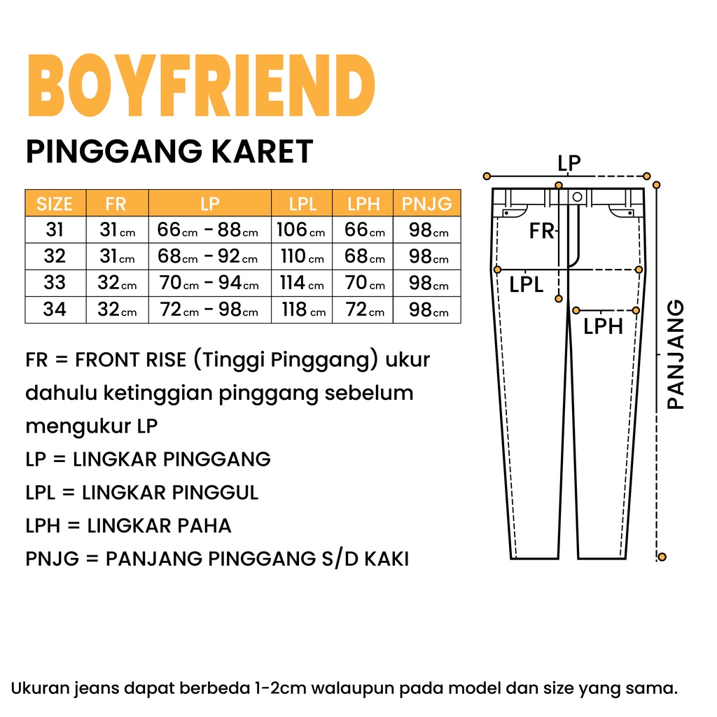 WINAGA- HighWaist Boyfriend Jeans Jumbo Pinggang Karet Kancing 2