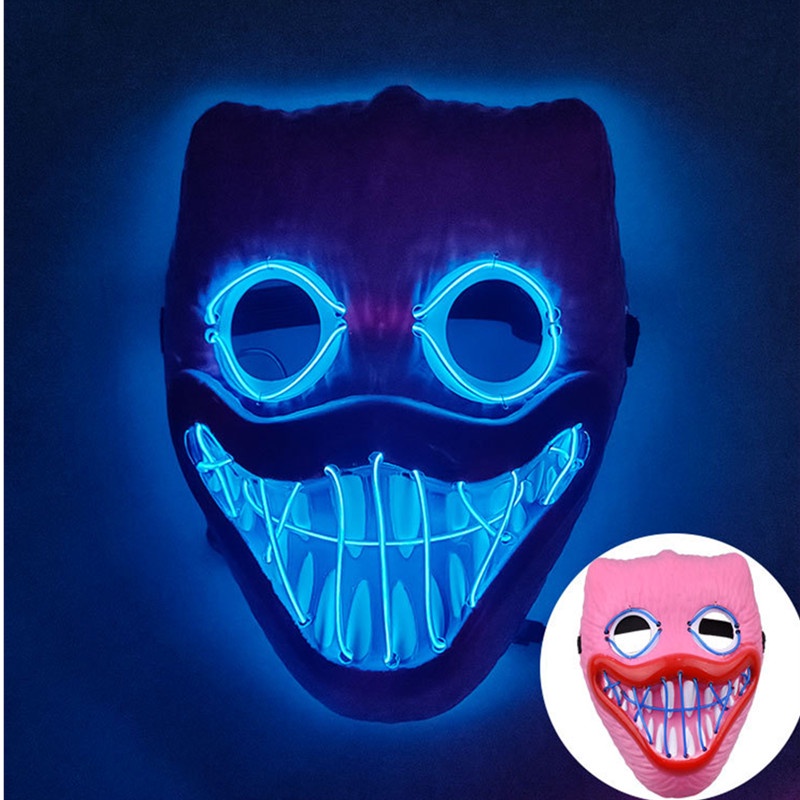 Topeng Poppy Dengan Lampu LED Warna Hitam / Biru / Pink Untuk Cosplay Halloween