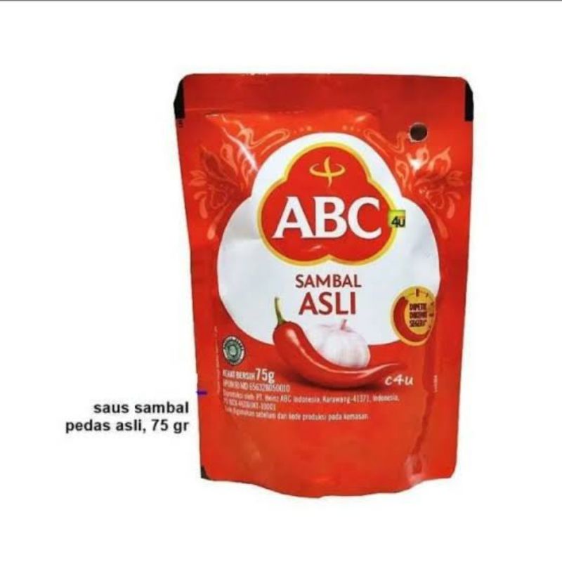 

ABC Sambal Asli Kemasan Pouch 75gr/saus sambal praktis/sambal instan