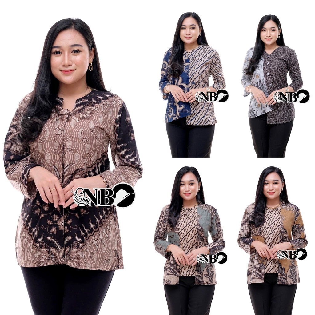 Baju Batik Wanita Modern Atasan Blouse Batik Kerja Wanita Kantor M L XL XXL