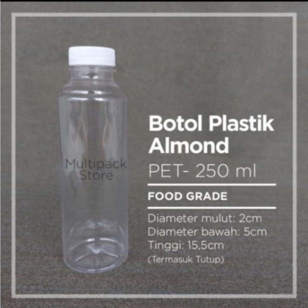 

Botol Plastik Almond 250ml SN isi 50 pcs (free packing kardus)