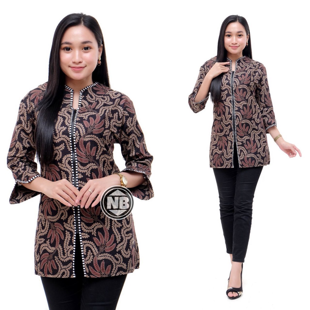 Baju Batik Wanita Modern M L XL XXL Atasan Batik Kerja Wanita Blouse Batik Kantor Seragam Batik Modern